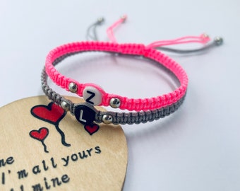 Initials bracelets / couples bracelets  friendship bracelet / letter bracelets personalised bracelet  matching bracelets gift for girlfriend