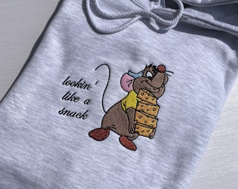 Gus sweatshirt / Lookin like a snack embroidered hoodie / Disney Cinderella Gus-Gus Embroidered Sweatshirt / Cute disney inspired jumper