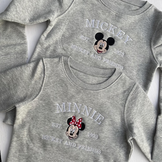 Embroidered Mickey and Minnie Mouse Kids Sweatshirt - Disney Kids Jumper