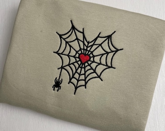 Spider Web Embroidered Sweatshirt: Halloween Couple Matching Hoodie