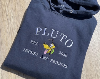 Pluto Embroidered Sweatshirt - Mickey and Friends Jumper - Disney Character Embroidered Crewneck