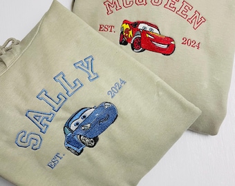 McQueen Cars Sweatshirt / Sally Sweatshirt / Disney Couple Sweatshirt  / Mater embroidered jumper / Disney Cars Embroidered Sweatshirt