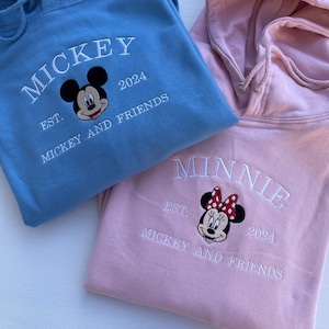 Mickey and Minnie Mouse sweatshirt / Mickey Mouse embroidered sweatshirt / Minnie Mouse jumper / Disney character matching hoodie