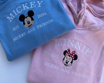 Mickey and Minnie Mouse sweatshirt / Mickey Mouse embroidered sweatshirt / Minnie Mouse jumper / Disney character matching hoodie