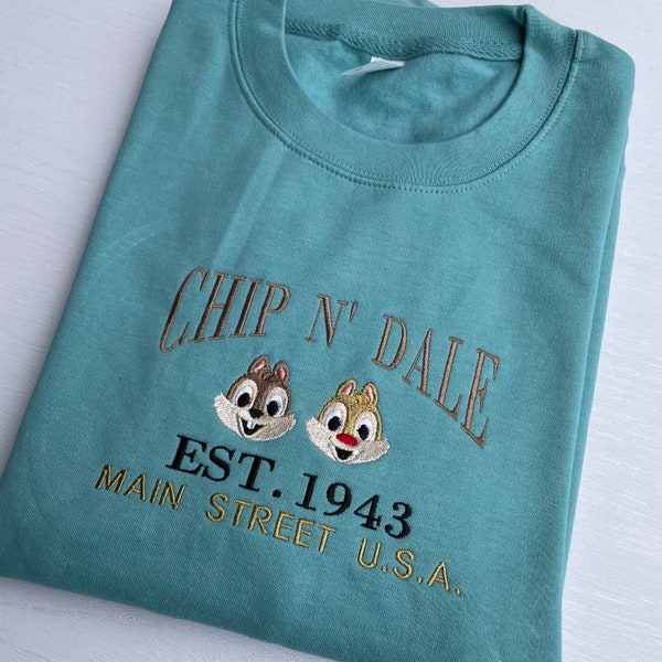 Chip and Dale sweatshirt / embroidered hoodie / disneyland sweatshirt / disney gift / Paris France / main street USA / Chip and Dale gift