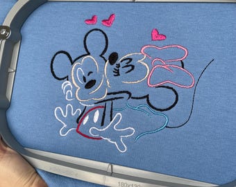 Embroidered Mickey and Minnie Mouse Sweatshirt, Valentine's Day Jumper