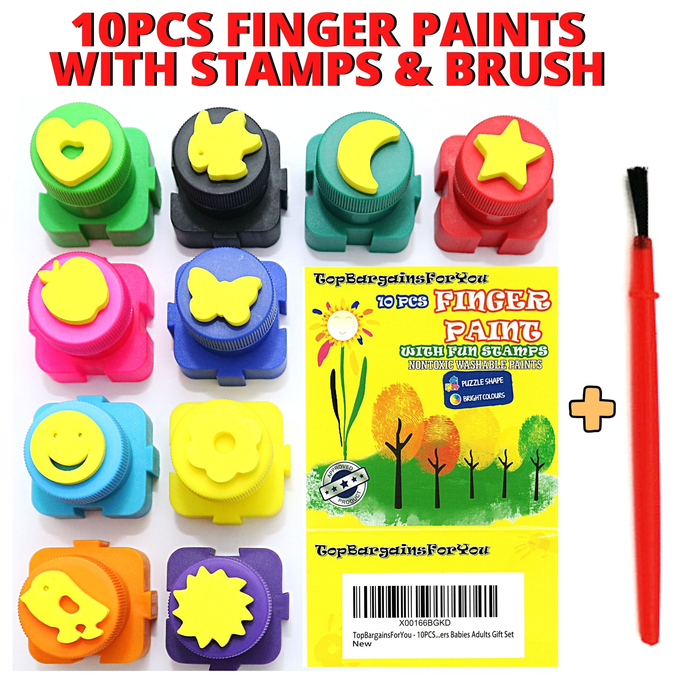 Finger Paint Set for Kids - Toddler painting set includes kids washable  paint and brush set, toddler paint paper pad, finger paint sponges and smock