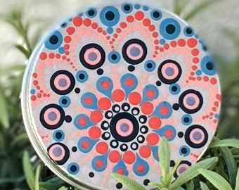 Small hand painted dot mandala tin