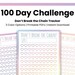 100 Days Challenge Printable PDF | Don't Break the Chain | Daily Day ...