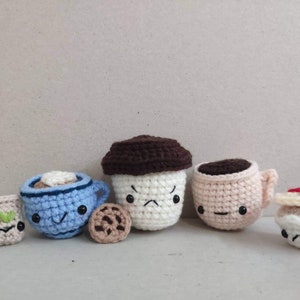 Crochet Coffee Pattern, Coffee Crochet, Amigurumi Coffee, Amigurumi Pattern, Cute Crochet Coffee (Creamer, Sugar, Mug, Latte, Cookie, Cup)