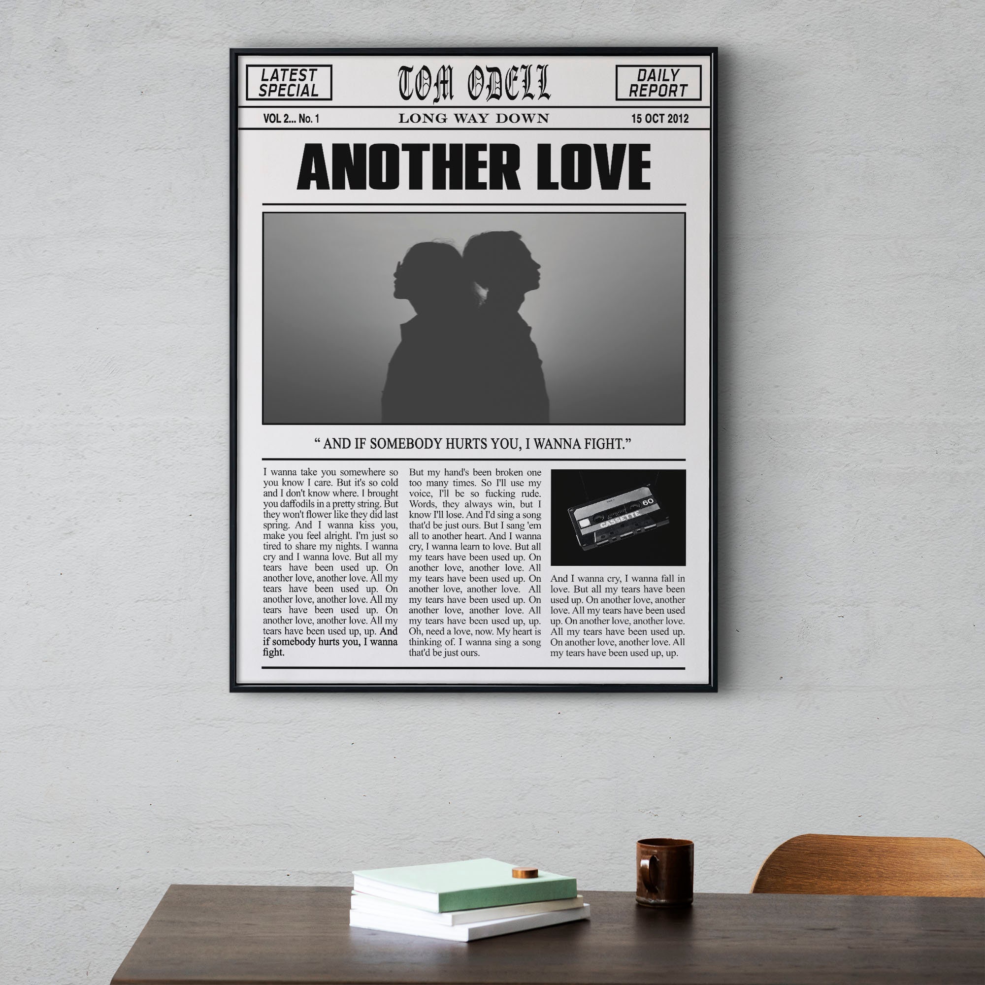 Tom Odell Newspaper Print Another Love Lyrics Print Long Way 