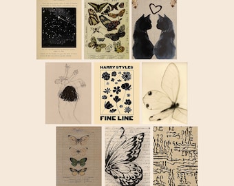 Vintage Poster 9er Pack, Fee, Grunge, dunkles ästhetisches Poster, Grunge Raumdekor, Fee Grunge Wanddekor, digitaler Download