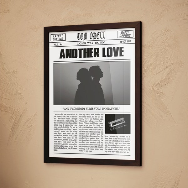 Tom Odell Newspaper Print, Another Love Lyrics Print, Long Way Down Print, Tom Odell Gift Merch, Tom Odell Wall Print, Tom Odell Poster