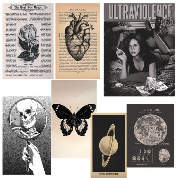 Vintage Posters Pack, Grunge, Dark Aesthetic Poster, Grunge Room Decor,  Grunge Wall Decor, Fairy Grunge Poster Print, Fairy Poster 