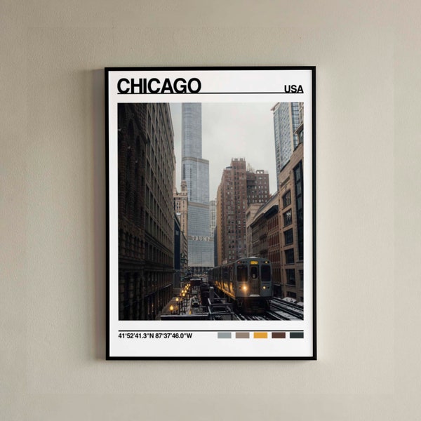 Digital Wall Print, Chicago Print, Chicago Poster, Chicago Wall Print, Chicago Photo, Chicago Poster Print, USA