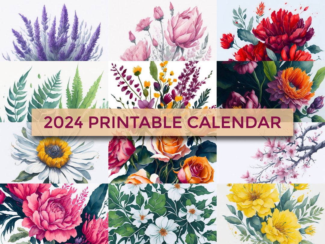 2024 Printable Monthly Calendar Printable A4 and Letter Size - Etsy