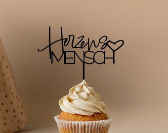 Cake Topper Herzens Mensch, Tortenstecker, Geschenk, Tortendeko, Tortenstecker, Topper, Kuchendeko