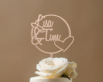 Cake Topper personalisierter zur Hochzeit, Tortenstecker mit Namen, Topper Hochzeitstorte, Tortendeko, Tortentopper, Caketopper