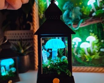 Luminária noturna em miniatura recarregável em formato de cogumelo: Lanterna de fada feita à mão