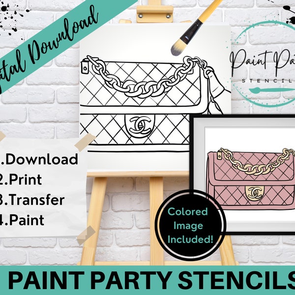 PAINT PARTY PRINTABLE/ Paint Party/ Pre-drawn/Outline Canvas/ Paint & Sip/Diy Paint Party / Pre-Sketched / Art Party/ Coloring Page/ Stencil