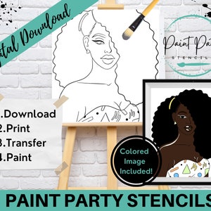 PAINT PARTY PRINTABLE/ Paint Party/ Pre-drawn/Outline Canvas/ Paint & Sip/Diy Paint Party / Pre-Sketched / Art Party/ Coloring Page/ Stencil