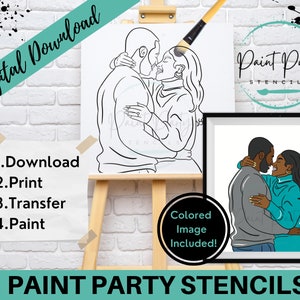 Paint Party Svg | Outlined Canvas | Adult Painting | Diy Canvas | Diy Paint Party | Art Party Paint Kit | Pre | Instant Download image 2