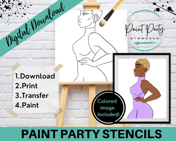 PAINT PARTY PRINTABLE/ Paint Party/ Pre-drawn/outline Canvas/ - Etsy