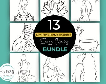 Adult Paint Party Printable Bundle| DIY Paint Party Printable| Printable Images For Paint Party| Energy Clearing Pngs| Canvas Stencils Pngs