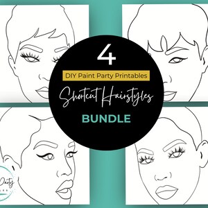 Adult Paint Party Printable Bundle| DIY Paint Party Printable| Printable Images For Paint Party| Hairstyle Pngs| Paint Party Printables