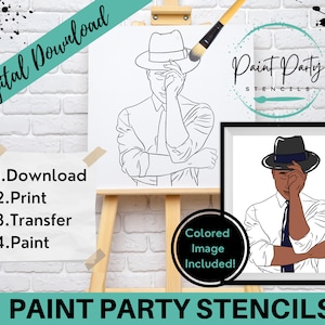 PAINT PARTY PRINTABLE/ Paint Party/ Pre-drawn/Outline Canvas/ Paint & Sip/Diy Paint Party / Pre-Sketched / Art Party/ Coloring Page/ Stencil