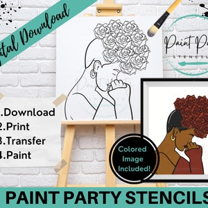 Diy Canvas | Adult Printable Coloring Page | Pre Drawn | Paint Party Png | Paint Kit | Sip And Paint Canvas
