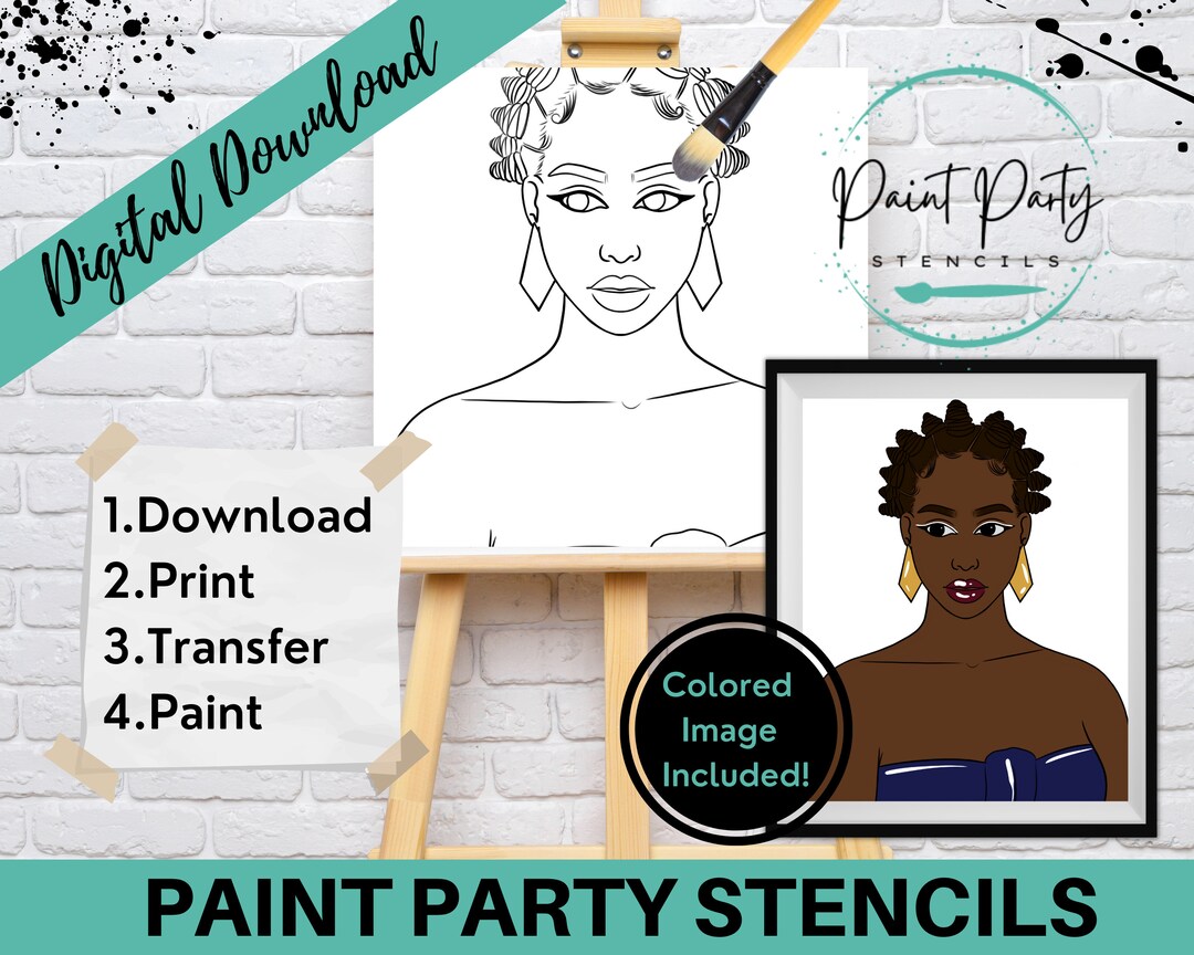 PAINT PARTY PRINTABLE/ Paint Party/ Predrawn/outline Canvas/ Paint