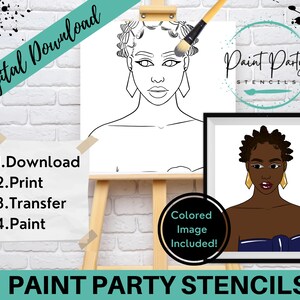 PAINT PARTY PRINTABLE/ Paint Party/ Pre-drawn/Outline Canvas/ Paint & Sip/Diy Paint Party / Pre-Sketched / Art Party/ Coloring Page/ Stencil