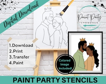 PAINT PARTY PRINTABLE/ Paint Party/ Pre-drawn/Outline Canvas/ Paint & Sip/Diy Paint Party / Pre-Sketched / Art Party/ Coloring Page/ Stencil