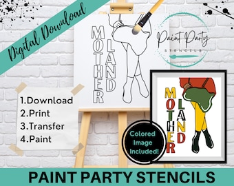PAINT PARTY PRINTABLE/ Paint Party/ Pre-drawn/Outline Canvas/ Paint & Sip/Diy Paint Party / Pre-Sketched / Art Party/ Coloring Page/ Stencil