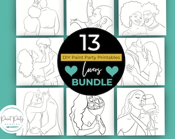 Adult Paint Party Printable Bundle| DIY Paint Party Printable| Printable Images For Paint Party| Couples Pngs| Paint Party Printable Couples