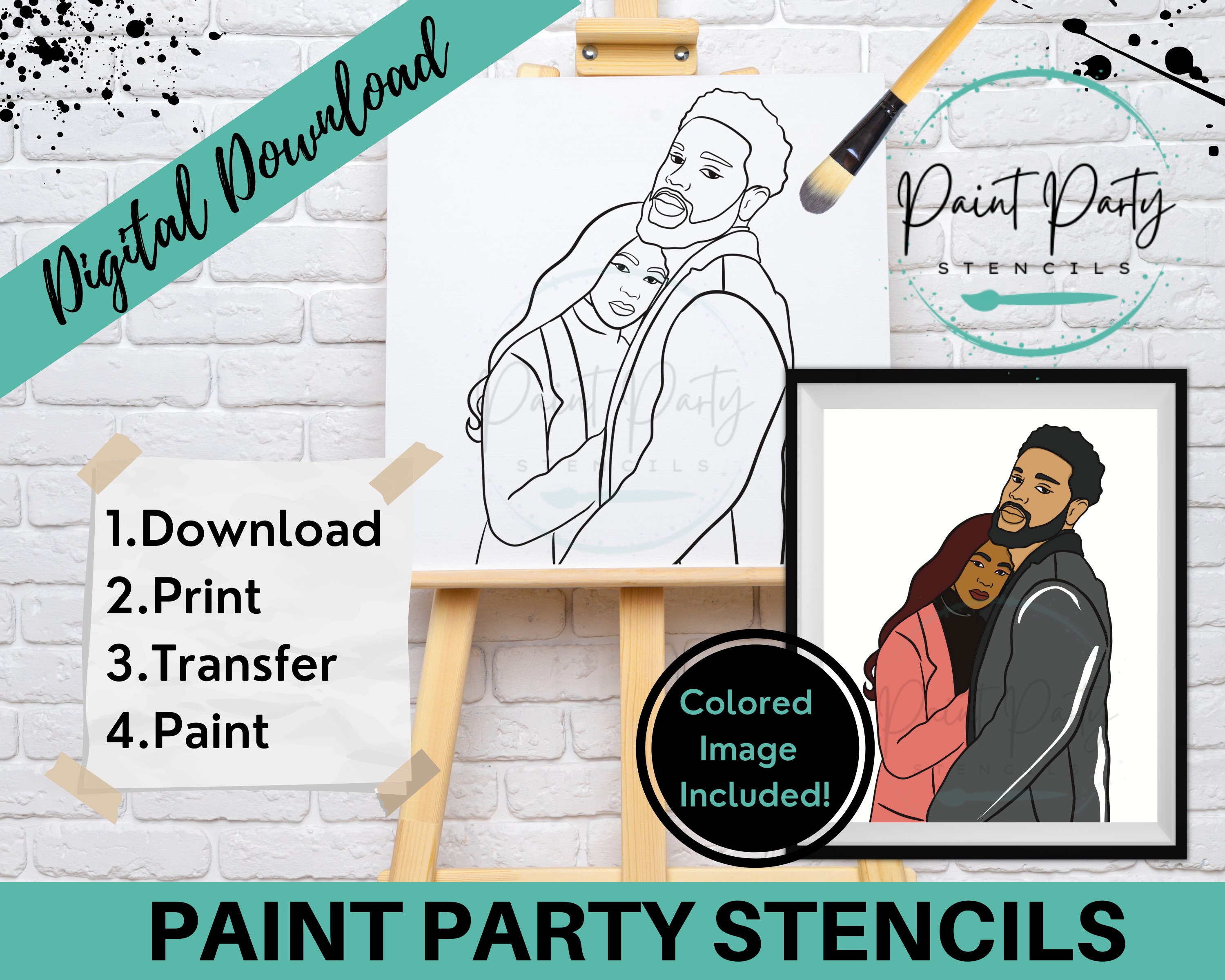 Cularve 2 Pack Date Night Painting Kit for Couples - Pre-Painted Couple  Paint and Sip Party Set, Elegant Gentleman and Lady Paint and Sip Party Kit