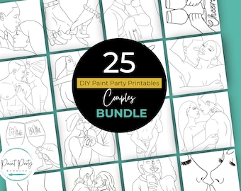 Adult Paint Party Printable Bundle| DIY Paint Party Printable| Printable Images For Paint Party| Couples Pngs| Paint Party Printable Couples