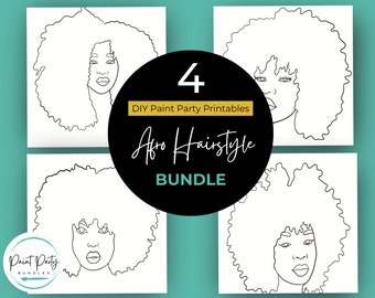 Adult Paint Party Printable Bundle| DIY Paint Party Printable| Printable Images For Paint Party| Hairstyle Pngs| Paint Party Printables