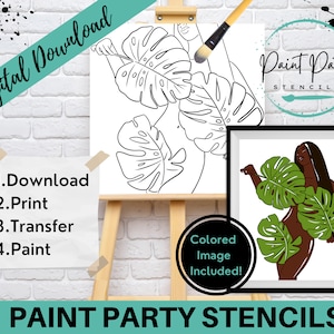 PAINT PARTY PRINTABLE/ Paint Party/ Pre-drawn/Outline Canvas/ Paint & Sip/Diy Paint Party / Pre-Sketched / Art Party/ Coloring Page/ Stencil