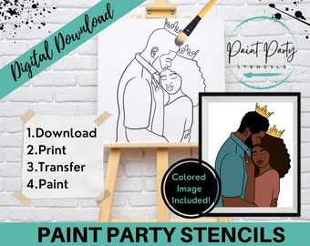 PAINT PARTY PRINTABLE/ Paint Party/ Pre-drawn/Outline Canvas/ Paint & Sip/Diy Paint Party / Pre-Sketched / Art Party/ Coloring Page/ Stencil
