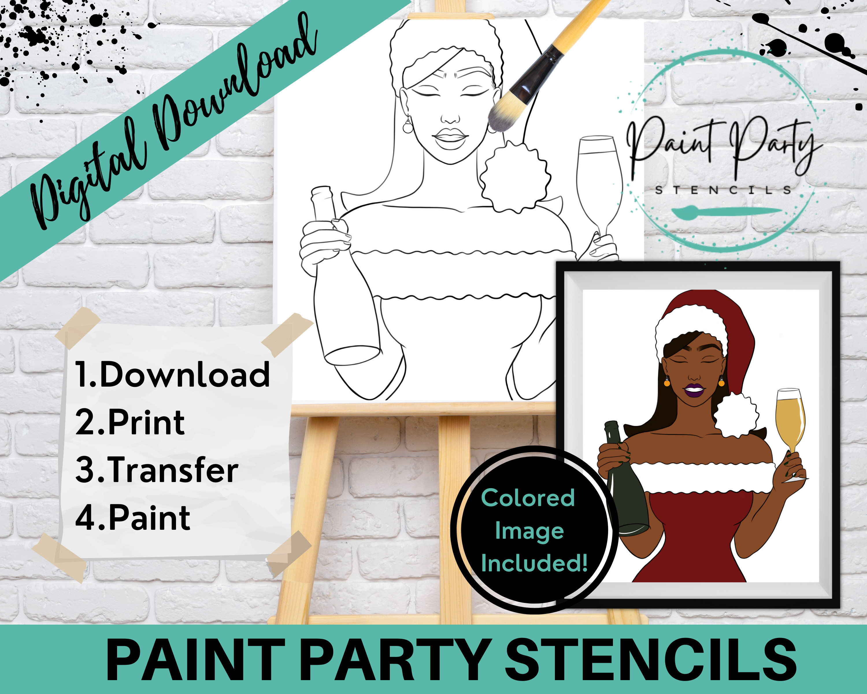 Paint Your Selfie Art Kit, Paint Kit, Paint Yourself, Paint and Sip, Paint  Party, Pre-drawn Sketch, Custom, Coloring, Holiday Fun, Birthday 