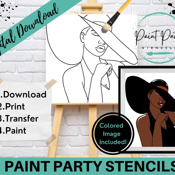 PAINT PARTY PRINTABLE/ Paint Party/ Pre-drawn/Outline Canvas/ Paint & Sip/Diy Paint Party / Pre-Sketched / Art Party/ Coloring Page/ Stencil