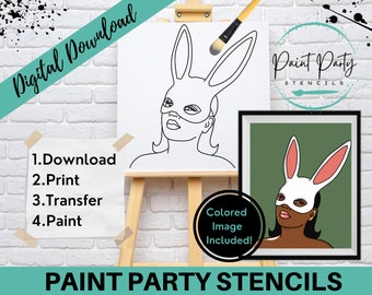 PAINT PARTY PRINTABLE/ Paint Party/ Pre-drawn/Outline Canvas/ Paint & Sip/Diy Paint Party / Pre-Sketched / Art Party/ Coloring Page/ Stencil