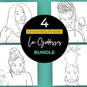 Adult Paint Party Printable Bundle| DIY Paint Party Printable| Printable Images For Paint Party| Locs Hairstyle Pngs| Paint Party Printables