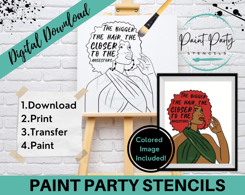 Diy Canvas Sip and Paint Canvas Instant Download Png Pre Drawn Paint Kit Paint Party Clip Art