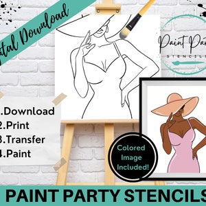 PAINT PARTY DRUCKBAR / Paint Party / Vorgezeichnet / Outline Leinwand / Paint & Sip / Diy Paint Party / Vorgezeichnet / Art Party / Malseite / Schablone