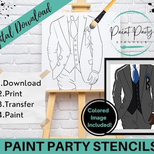 VERF PARTIJ AFDRUKBAAR/Verffeest/Voorgetekend/overzichtsdoek/Verf & Sip/Diy Verffeest/Vooraf geschetst/Artfeest/Kleurplaat/Stencil