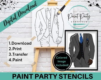 PAINT PARTY PRINTABLE/ Paint Party/ Pre-drawn/Outline Canvas/ Paint & Sip/Diy Paint Party / Pre-Sketched / Art Party/ Coloring Page/ Stencil