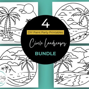 Adult Paint & Sip Party Printable Bundle | DIY Painting Parties Printables | Digital Images and Stencils For Pre-drawn Canvas Kit, Png File